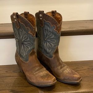 Brown and Blue Western Boots